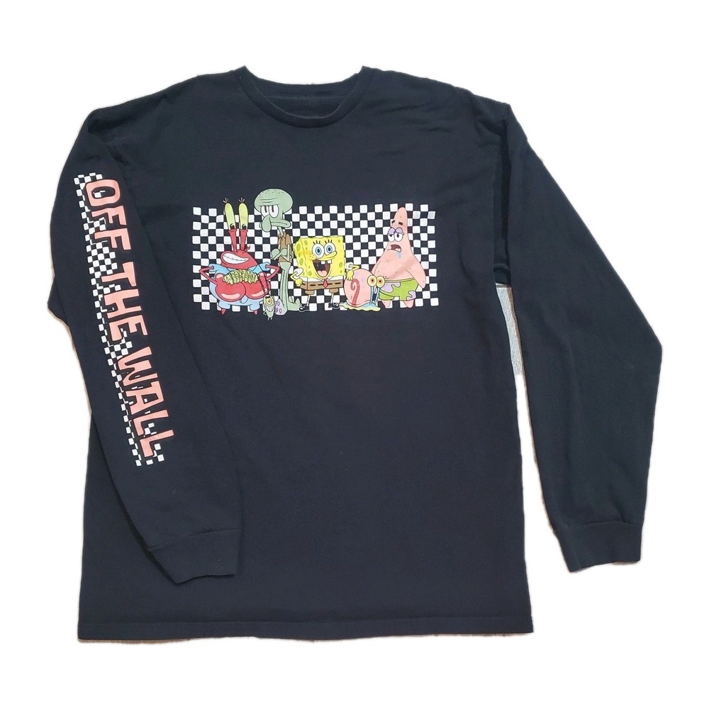 Vans x Spongebob Squarepants Off The Wall Black Long Sleeve Shirt Men's Large